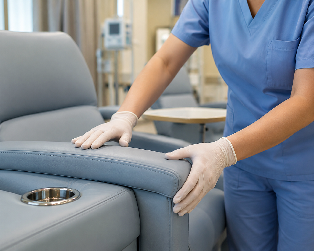 Medical seating upholstery used by nurses and patients